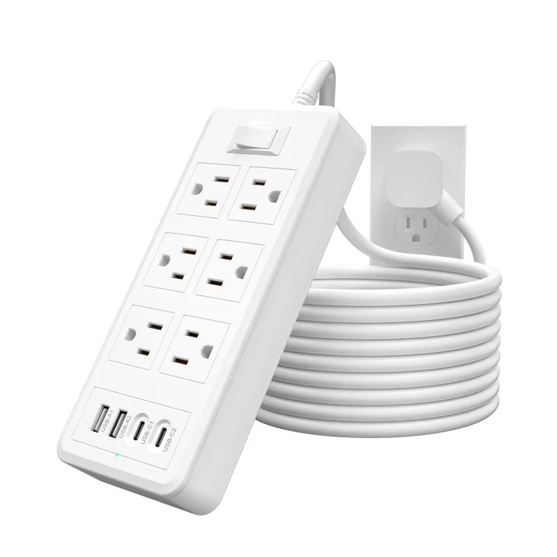 6 Steckdosen, 4 USB-Anschlüsse, US-Steckdosenleiste