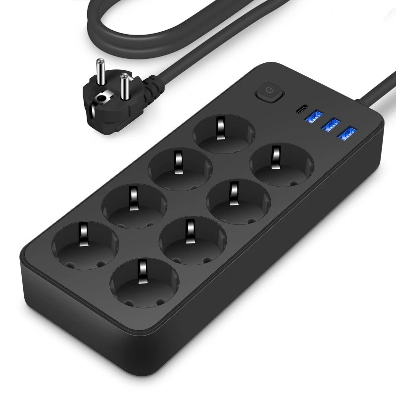 Steckdosenleiste mit 8 Steckdosen und EU-Stecker