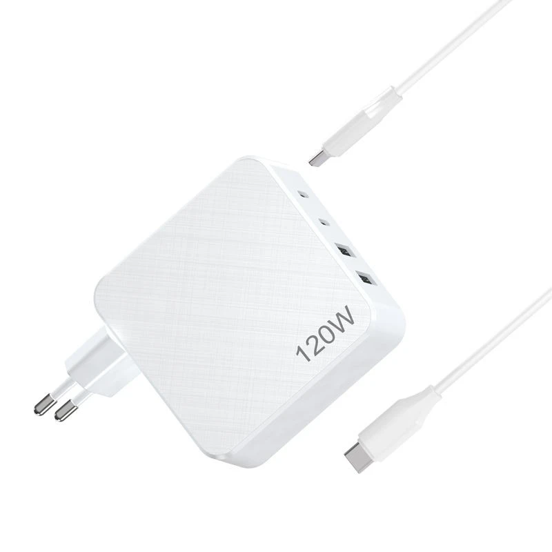 Laptop-Wandladegerät mit mehreren Anschlüssen, 120 W GaN-USB-C-Ladegerät