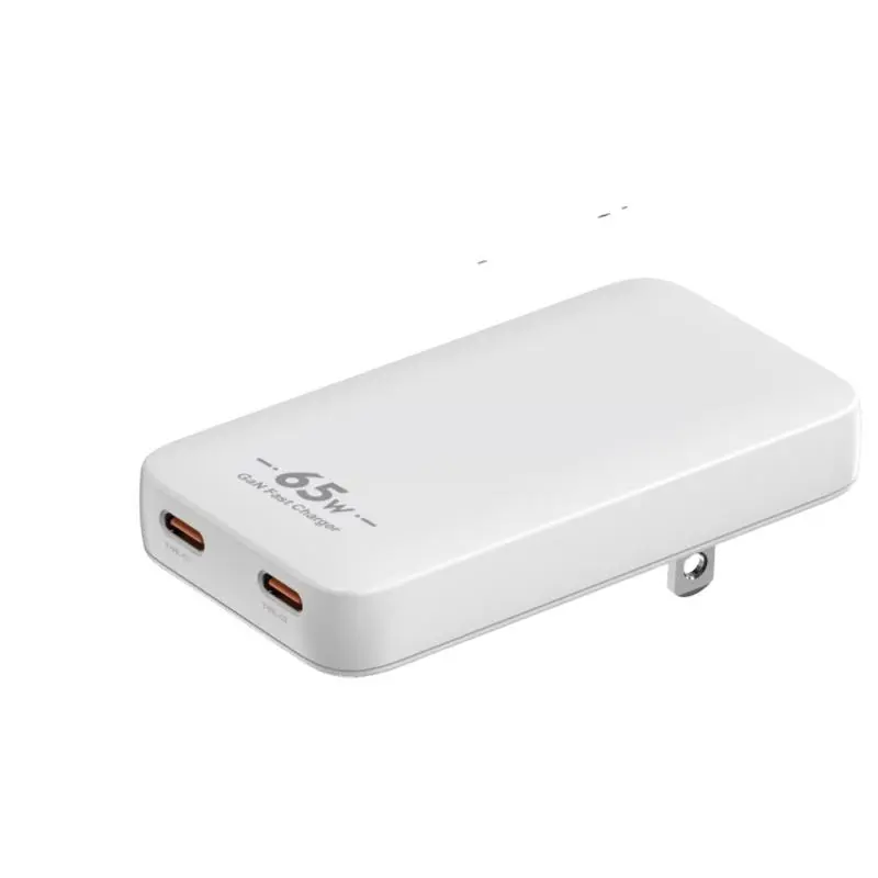 PD65W GaN USB-C Ultradünner Wandladegerät-Dual-Port-Adapter